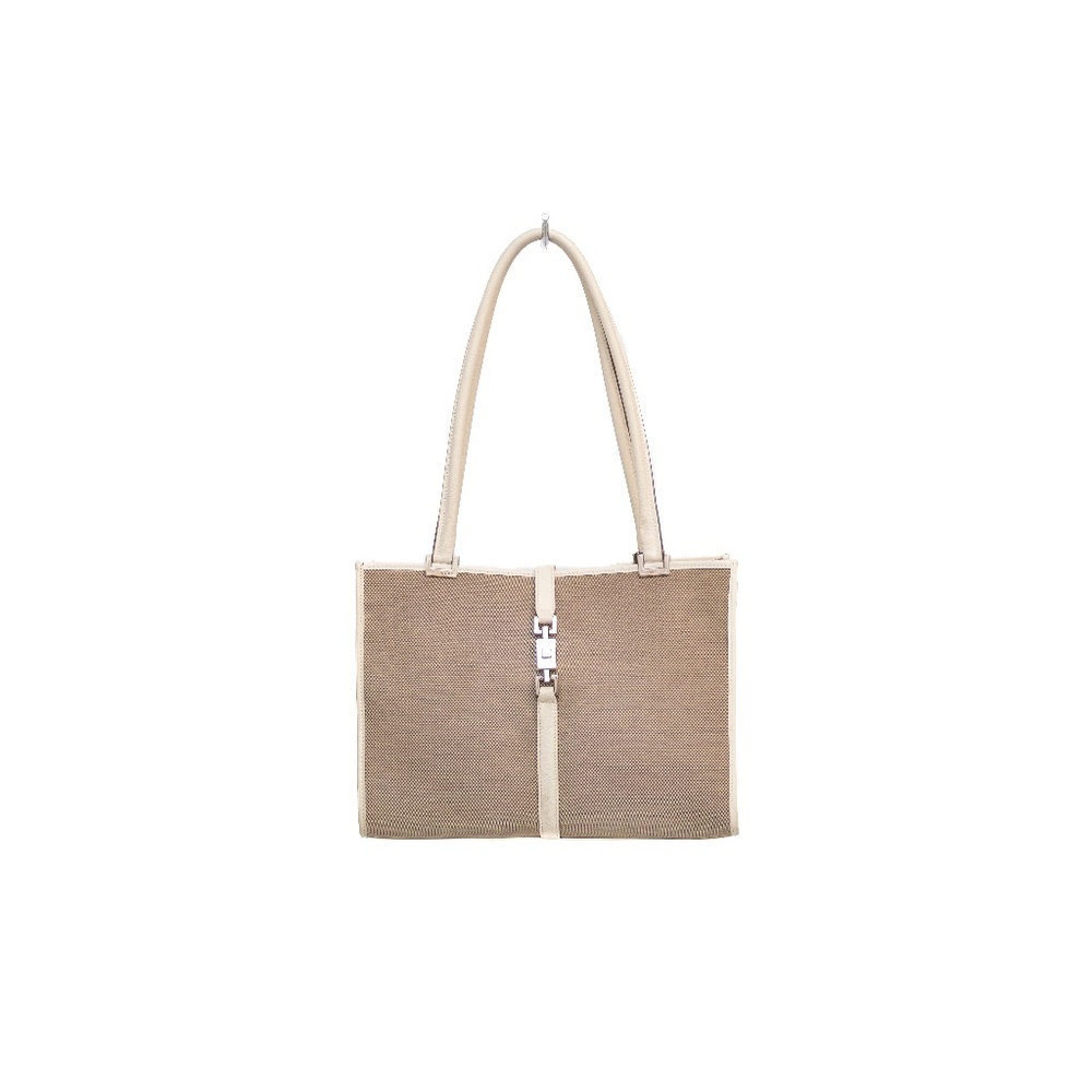 Vintage Gucci Tom Ford Era Beige Canvas & Leather Bag